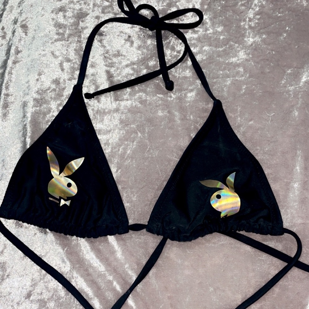 Missguided | Black Playboy Bikini Top